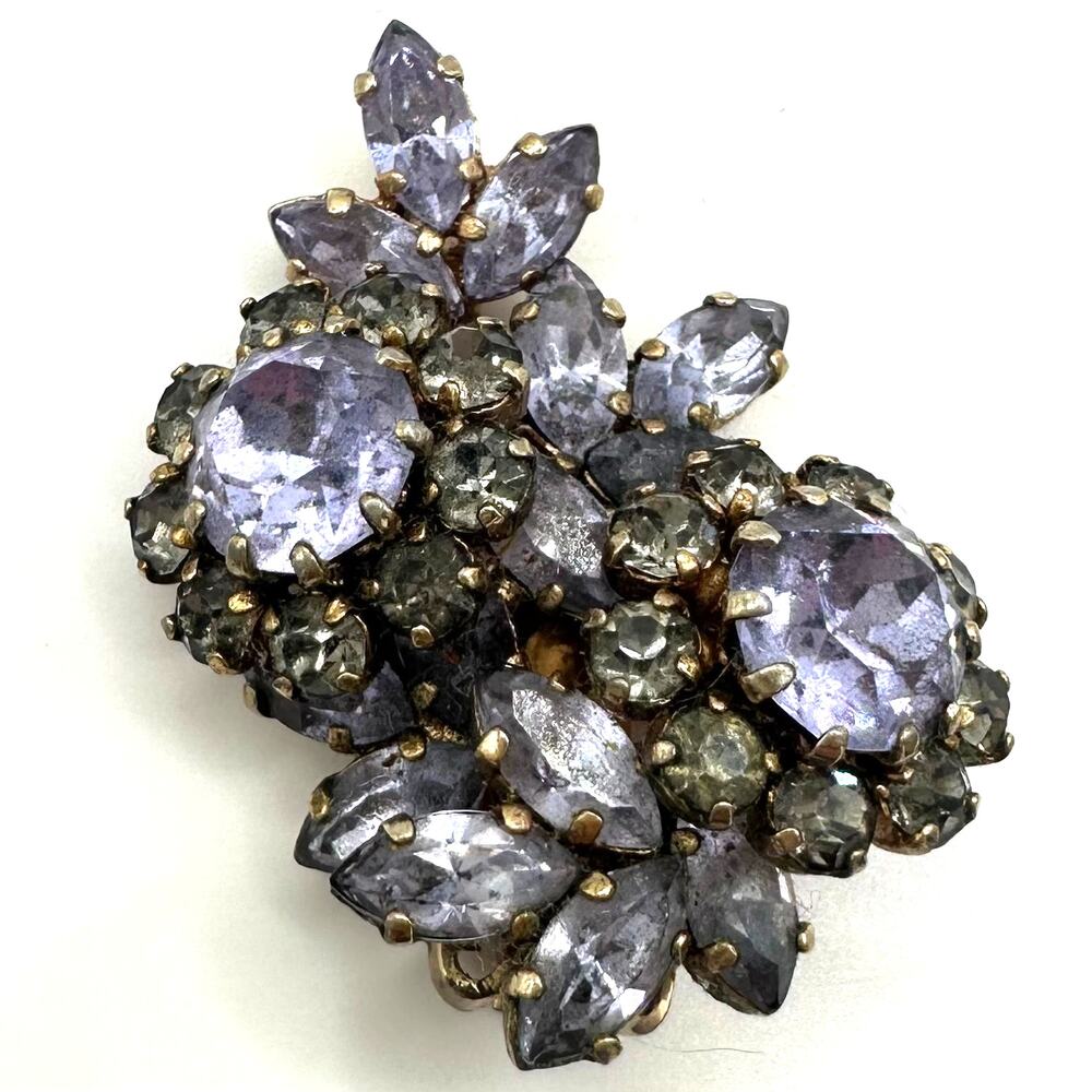 Schoffel Austria SINGLE earring vintage purple blue alexandrite rhinestones